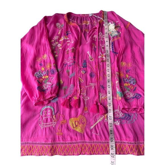Johnny Was Pink Zadonia Embroidered Blouse - Picture 12 of 12